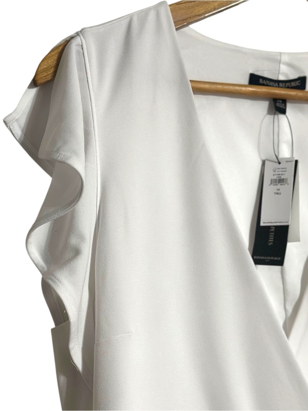 Banana Republic Factory Summer White Split Short Sleeve Wrap Dress NWT SZ 14 T - Picture 7 of 11